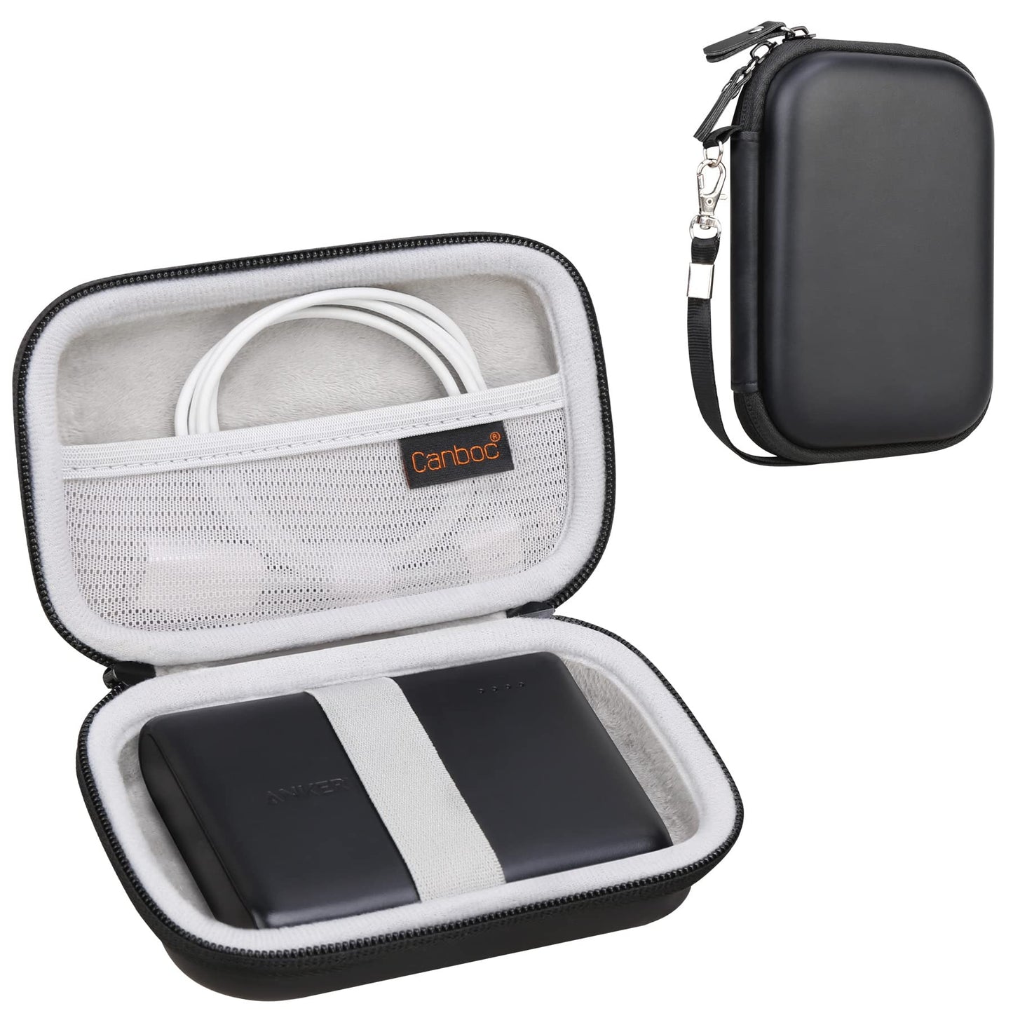 Hard Case for Charger Power Bank, Mesh Pocket fits USB Cable