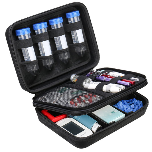 Diabetic Supplies Travel Case, Carrying Organizer for Glucose Meter, Blood Sugar Test Strips