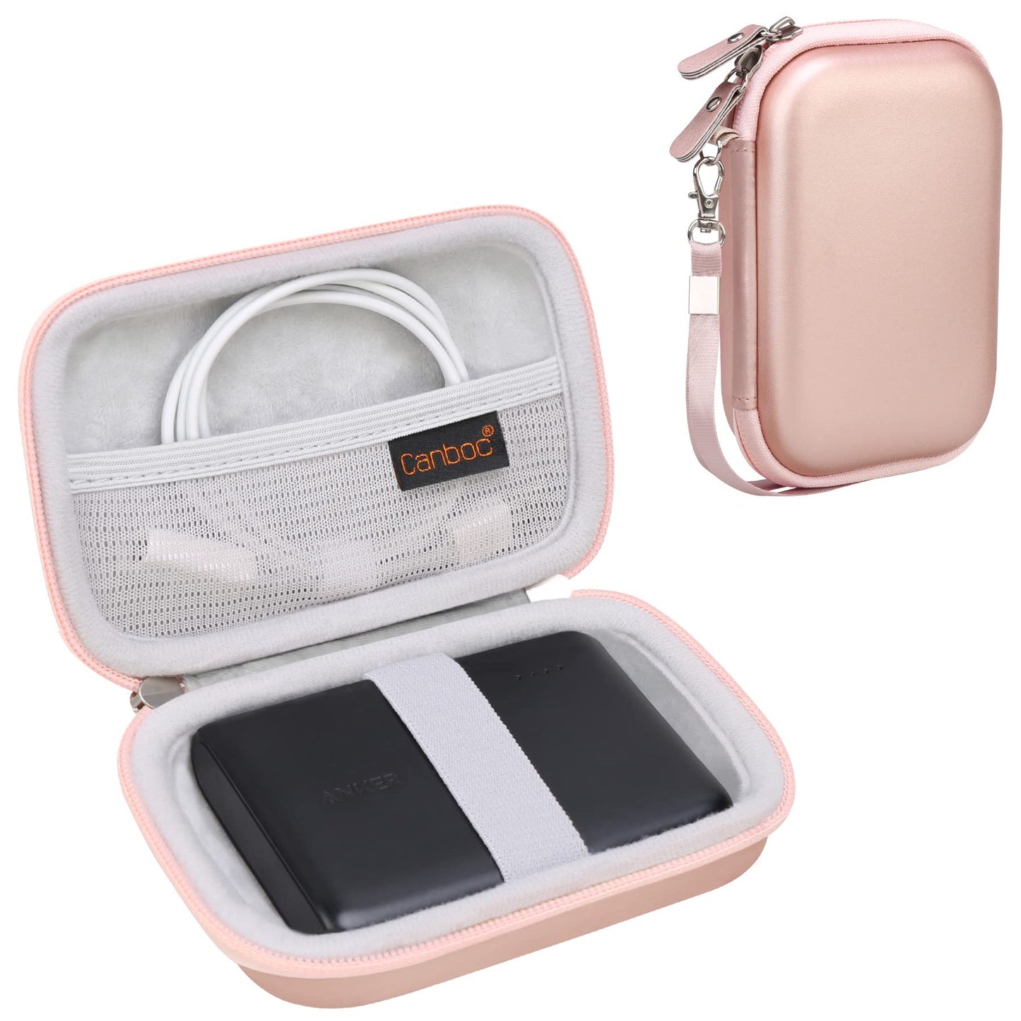 Hard Case for Charger Power Bank, Mesh Pocket fits USB Cable