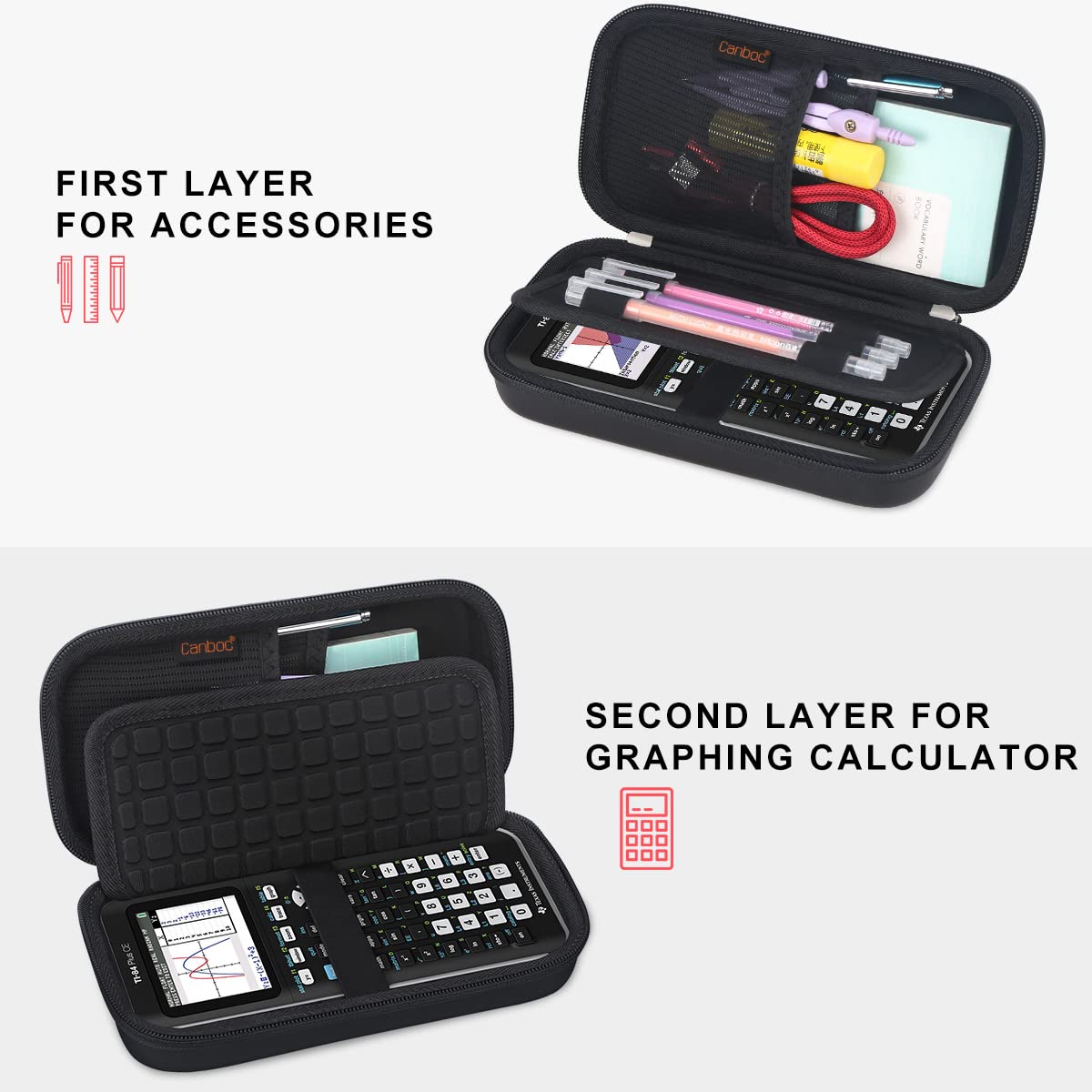 Hard Carrying Case for Texas Instruments Ti-84 Plus CE/Ti-84 Plus/TI-83 Plus/Casio FX-9750GII Graphing Calculator