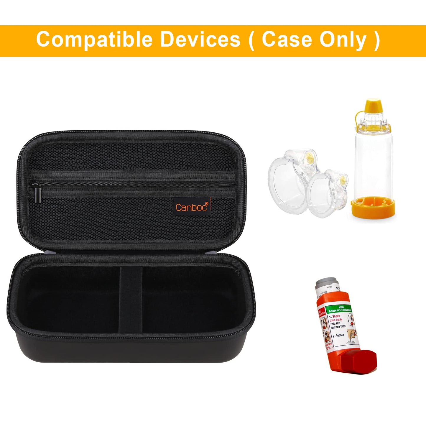 Hard Carrying Case for Asthma Inhaler, Inhaler Spacer for Adults and Kids, Masks, Travel Inhaler Case