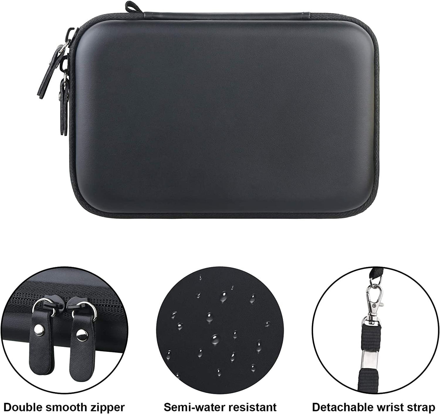 Hard Case for Charger Power Bank, Mesh Pocket fits USB Cable