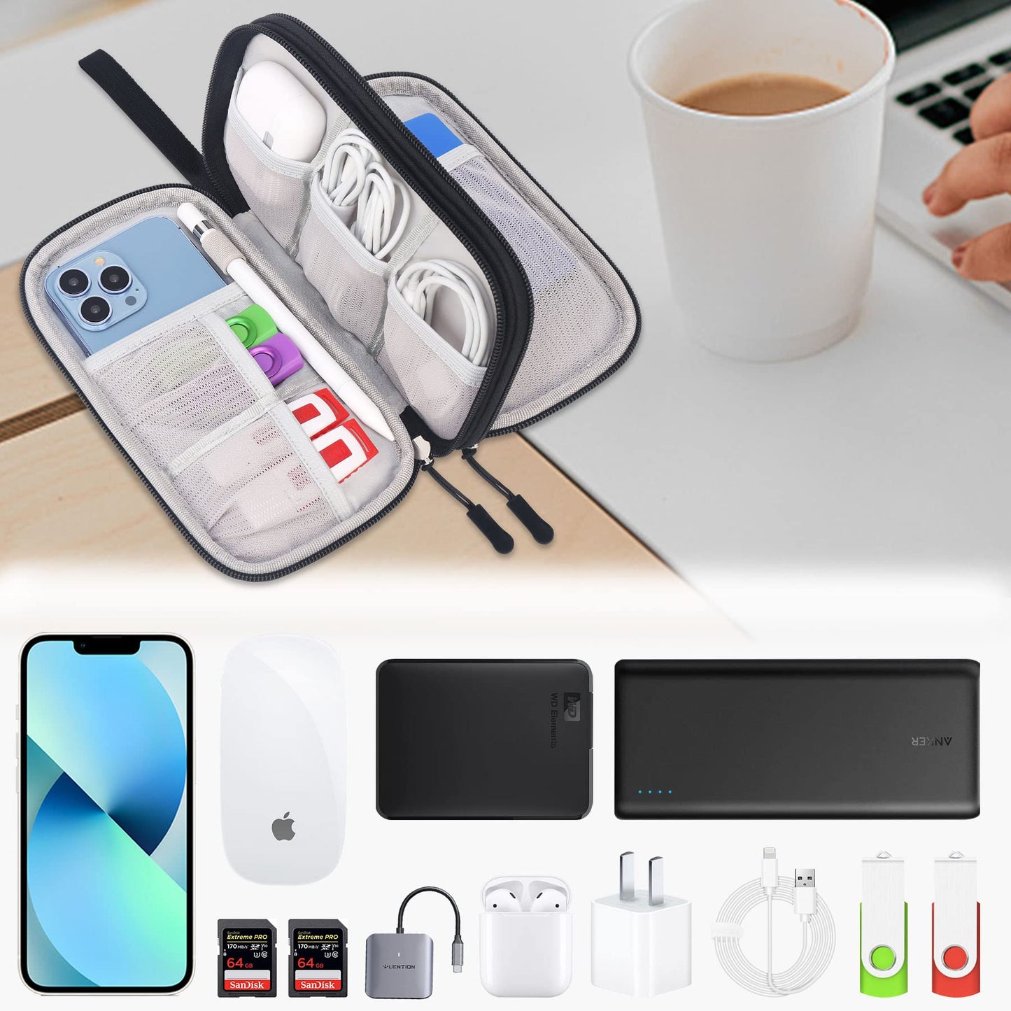 Electronic Organizer Travel Case, Tech Organizer Pouch Bag