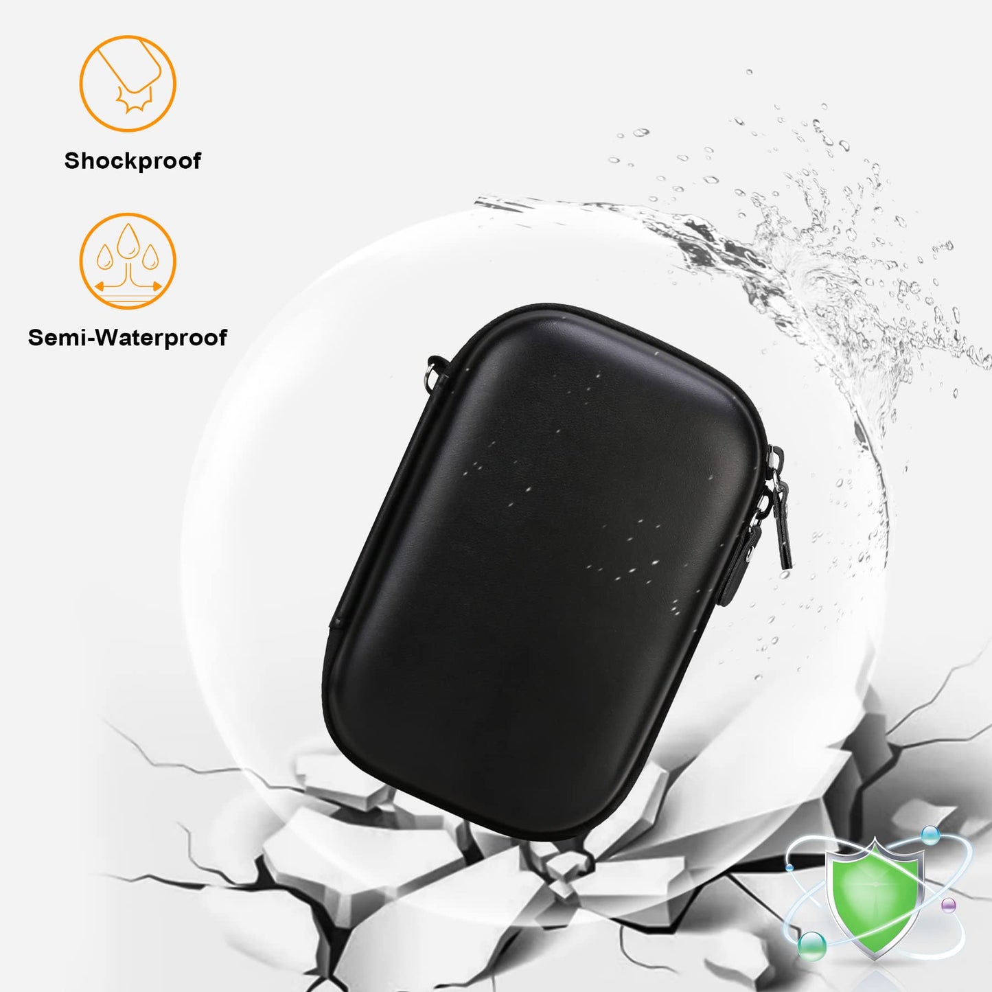 Hard Case for Charger Power Bank, Mesh Pocket fits USB Cable