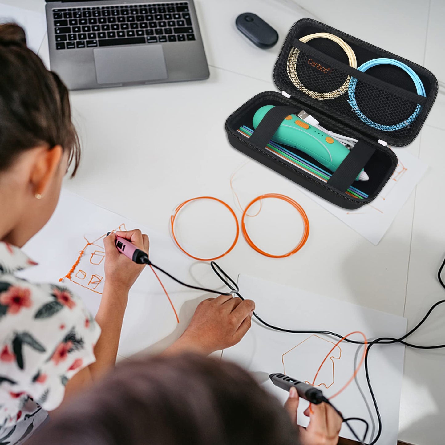 Hard Case for 3Doodler Start+ Essentials (2022) 3D Pen Set for Kids, 3D Pens Storage Organizer Carrying Holder